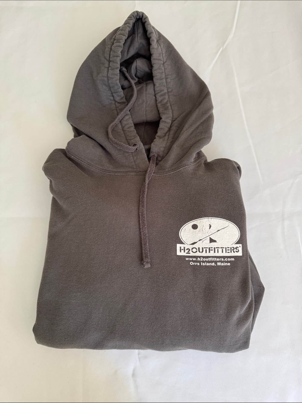 Port and Company Men’s Crewneck Hoodie in Charcoal Gray with White Logo